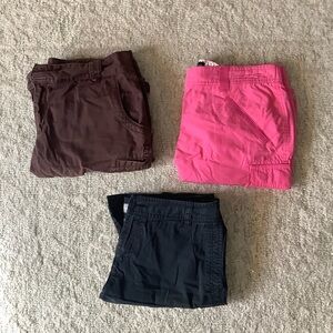 Lands' End Womens Shorts Trio in Brown, Hot Pink, and Black